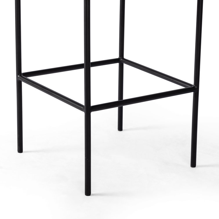 Ashford Fayette Cloud White Leather Counter Stool with Black Metal Frame