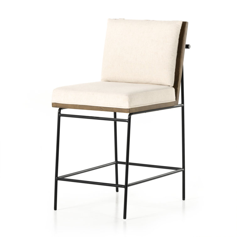 Savile Flax Cream Counter Stool with Black Iron Frame