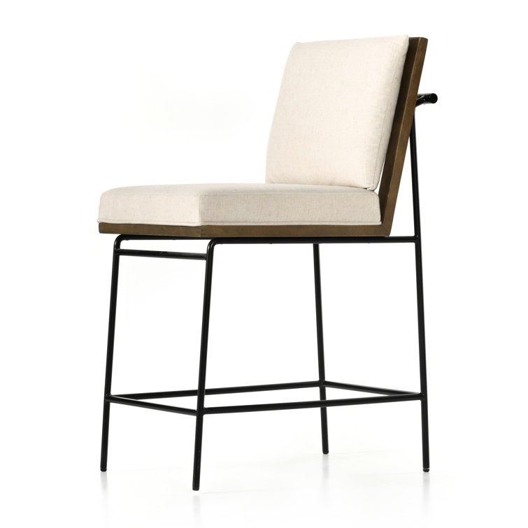 Savile Flax Cream Counter Stool with Black Iron Frame