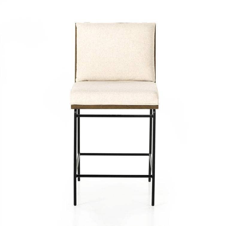 Savile Flax Cream Counter Stool with Black Iron Frame