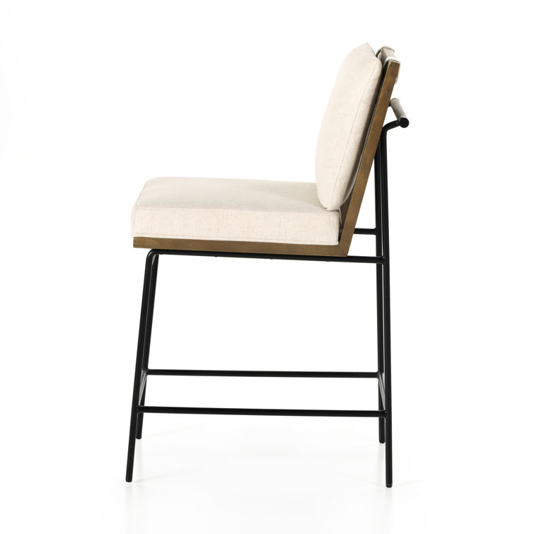 Savile Flax Cream Counter Stool with Black Iron Frame
