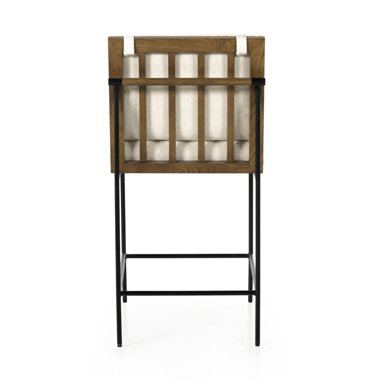 Savile Flax Cream Counter Stool with Black Iron Frame