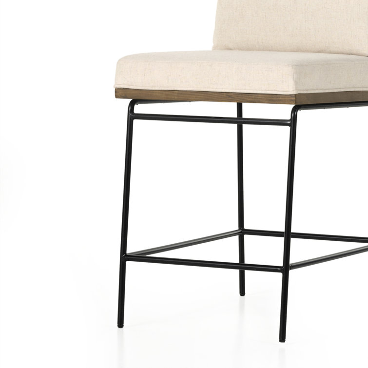 Savile Flax Cream Counter Stool with Black Iron Frame