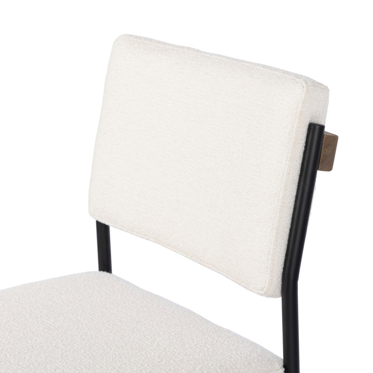 Ashford Fayette Cloud White Leather Counter Stool with Black Metal Frame