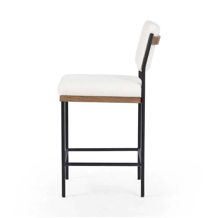 Ashford Fayette Cloud White Leather Counter Stool with Black Metal Frame