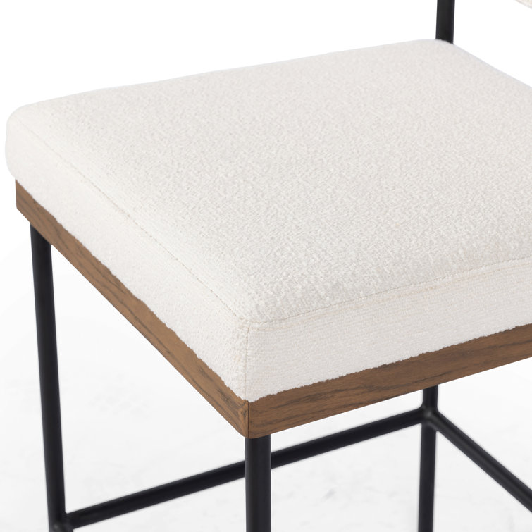 Ashford Fayette Cloud White Leather Counter Stool with Black Metal Frame