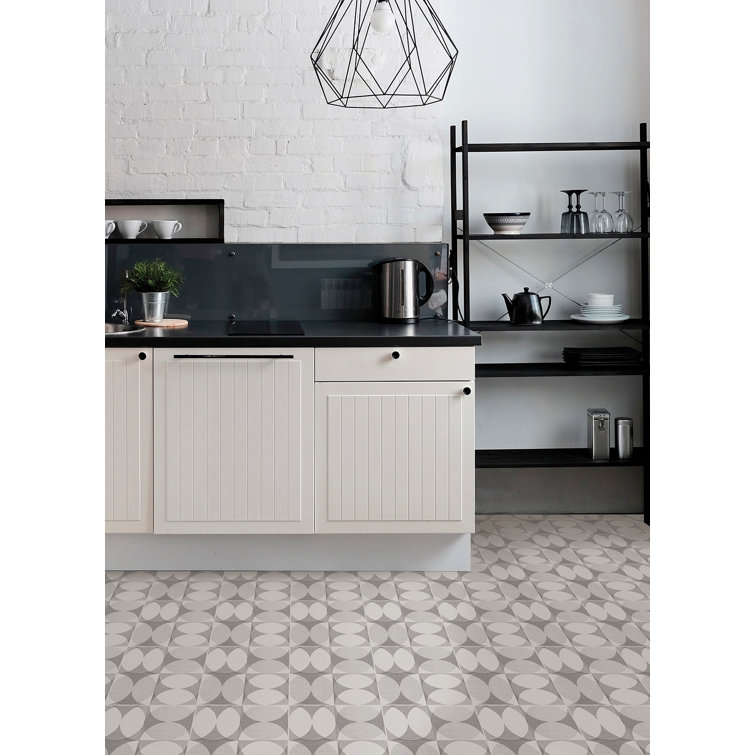 12" x 12" Gray and White Vinyl Peel and Stick Floor Tiles