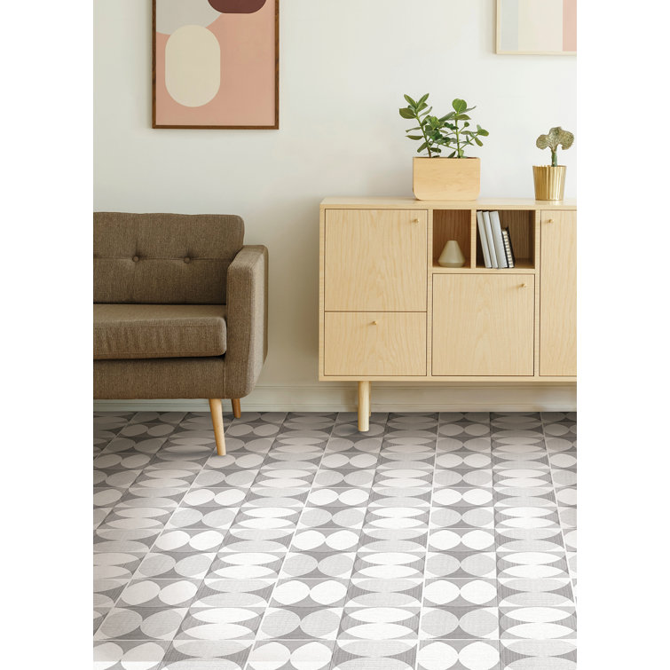 12" x 12" Gray and White Vinyl Peel and Stick Floor Tiles