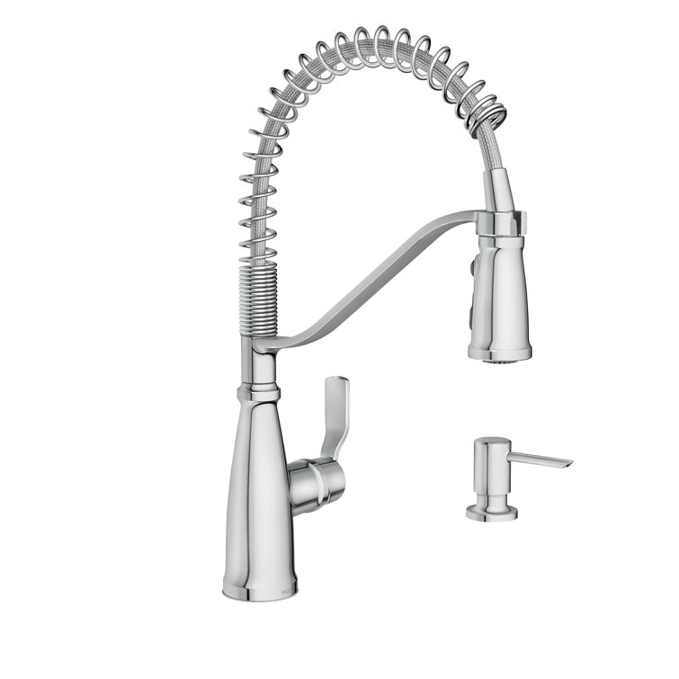 Chrome Single Handle Spring Kitchen Faucet with Pull-Out Spray