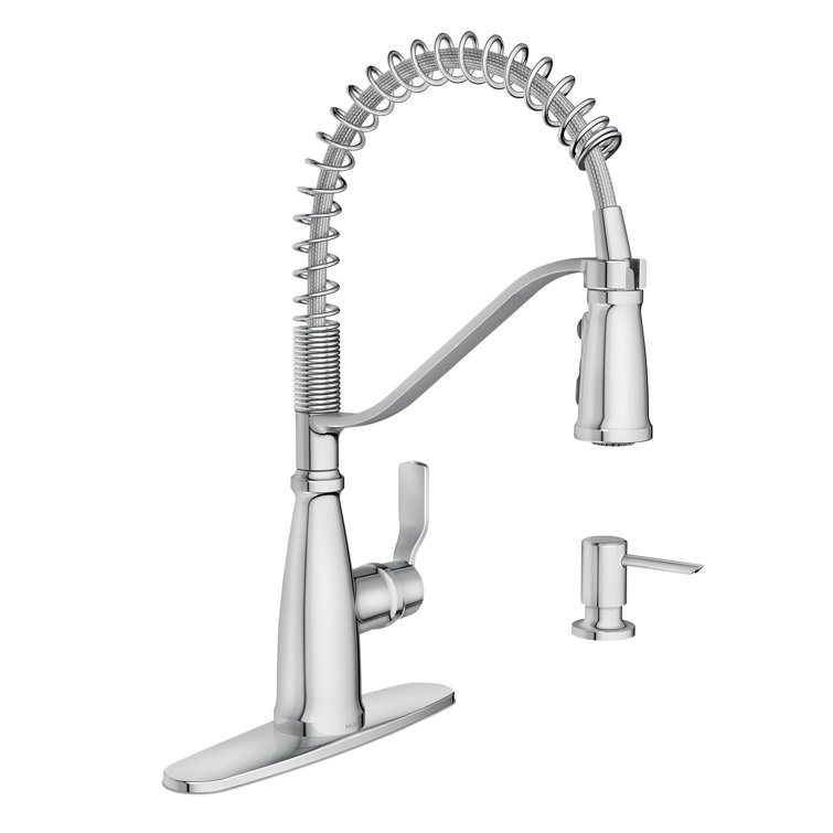Chrome Single Handle Spring Kitchen Faucet with Pull-Out Spray