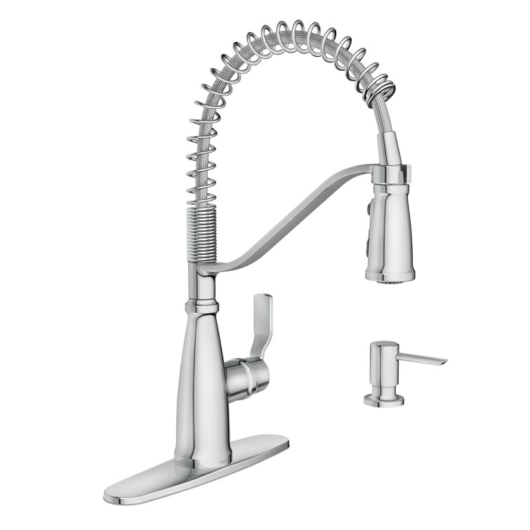 Chrome Single Handle Spring Kitchen Faucet with Pull-Out Spray