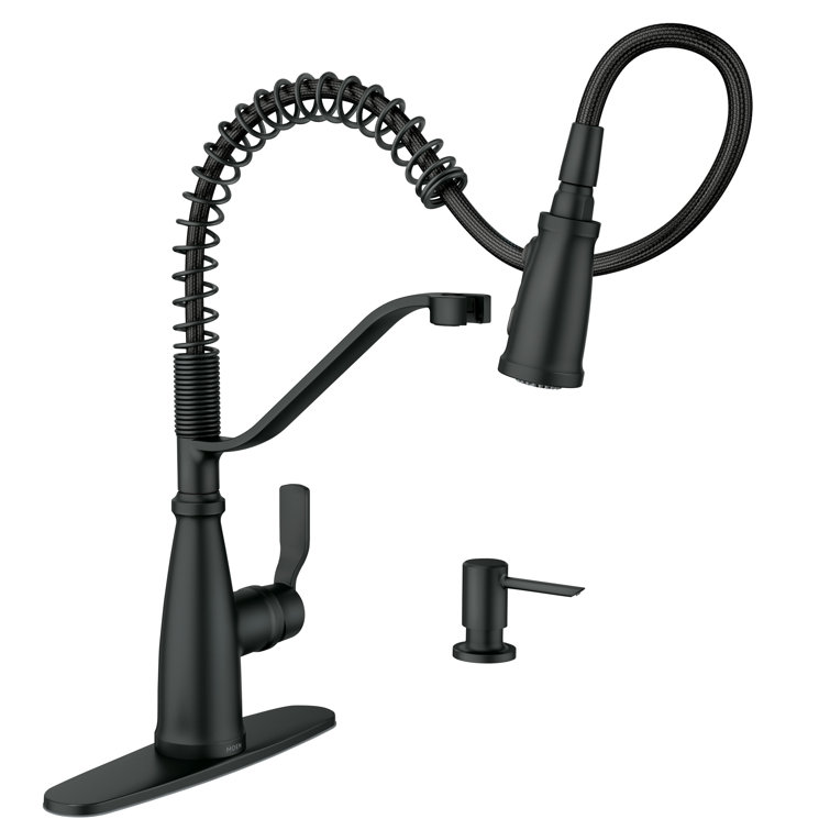 Matte Black Single Handle Pull-Down Kitchen Faucet with Spray