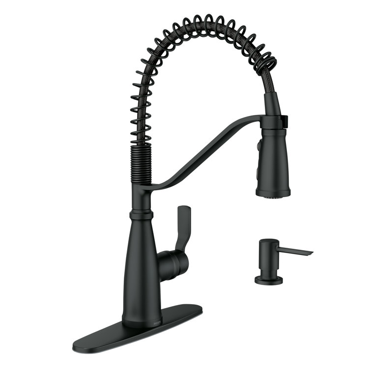 Matte Black Single Handle Pull-Down Kitchen Faucet with Spray