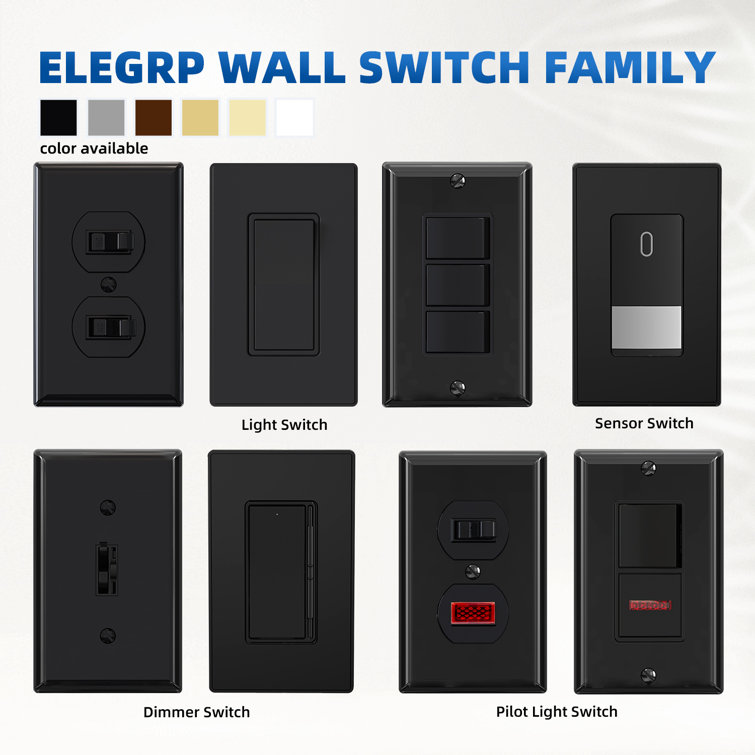 Black Matte Thermoplastic Rocker Light Switch Set of 10