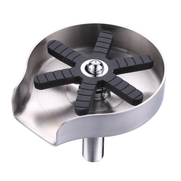 Brushed Nickel Stainless Steel Glass Rinser with Silicone Blade