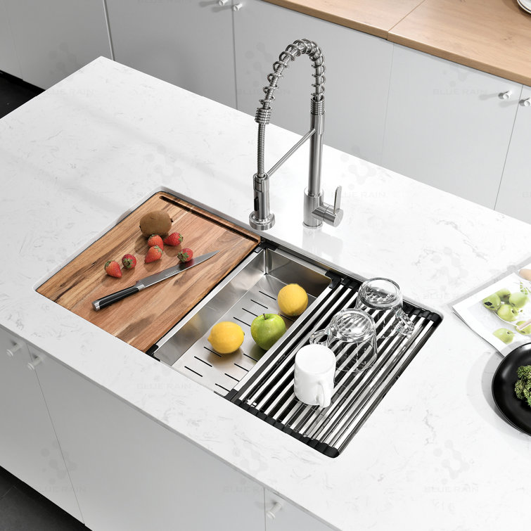 32'' Stainless Steel Undermount Single Bowl Kitchen Sink with Accessories