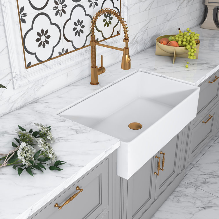 Kosula 36'' White Ceramic Farmhouse Apron Kitchen Sink
