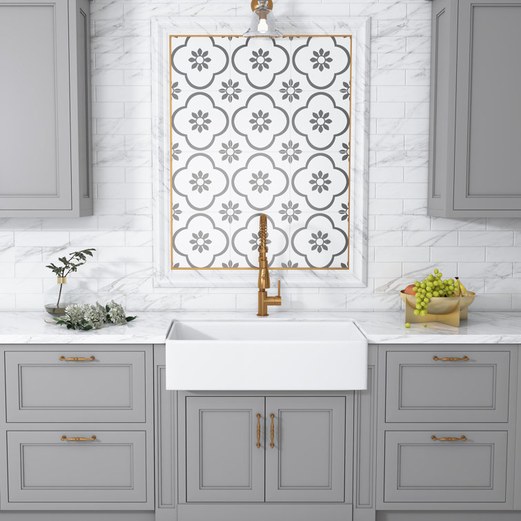 Kosula 36'' White Ceramic Farmhouse Apron Kitchen Sink