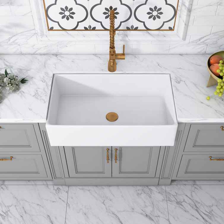 Kosula 36'' White Ceramic Farmhouse Apron Kitchen Sink