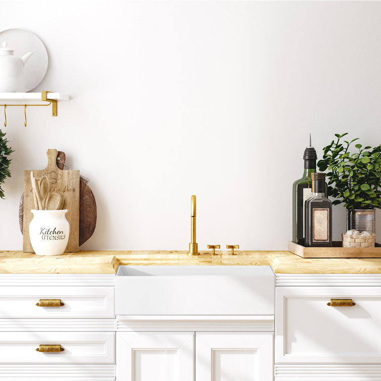 Kosula 36'' White Ceramic Farmhouse Apron Kitchen Sink