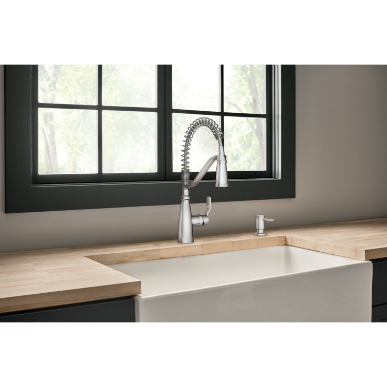 Chrome Single Handle Spring Kitchen Faucet with Pull-Out Spray