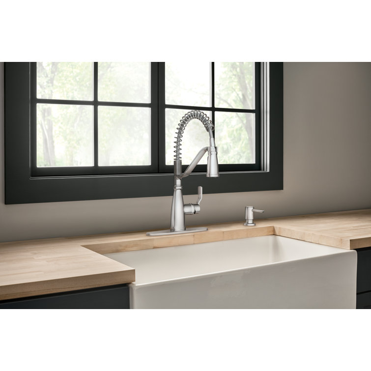 Chrome Single Handle Spring Kitchen Faucet with Pull-Out Spray