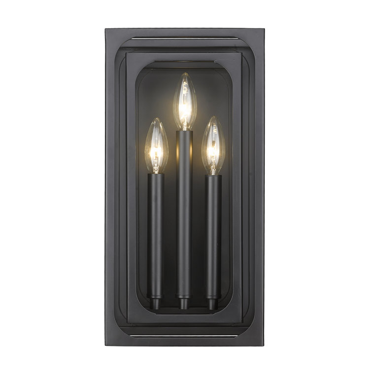 Matte Black Steel 3-Light Candle Wall Sconce