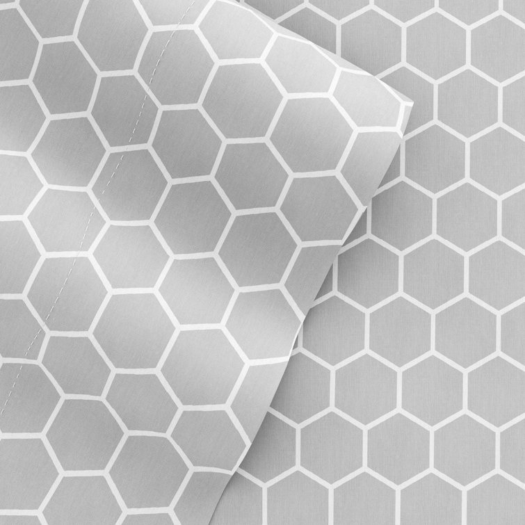 California King Gray Honeycomb Pattern Microfiber Sheet Set