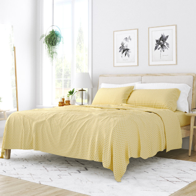California King Yellow Chevron Microfiber Sheet Set