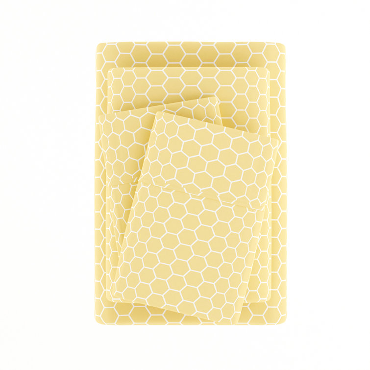 California King Yellow Chevron Microfiber Sheet Set