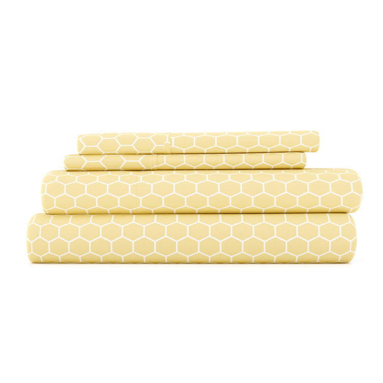 Yellow Chevron Twin Microfiber Sheet Set with Pillow Covers