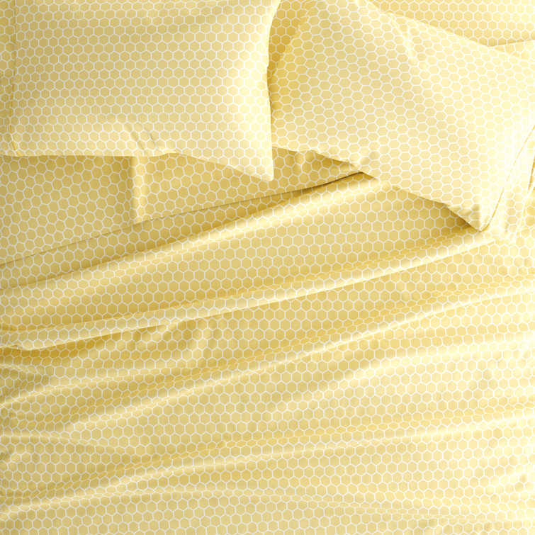California King Yellow Chevron Microfiber Sheet Set