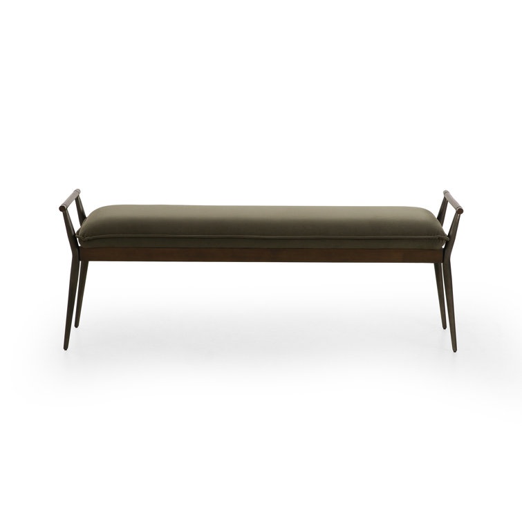 Charlotte Mid-Century Modern Velvet Loden Upholstered Bench