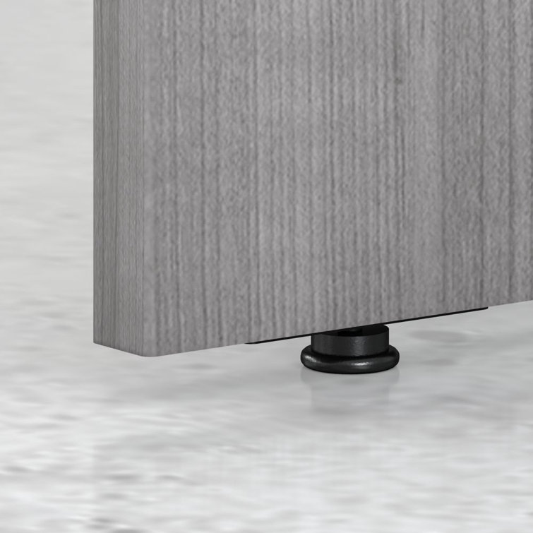 Platinum Gray Contemporary U-Shaped Credenza Desk with Drawer