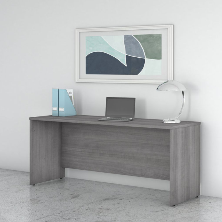 Platinum Gray Contemporary U-Shaped Credenza Desk with Drawer