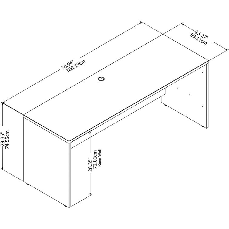 Platinum Gray Contemporary U-Shaped Credenza Desk with Drawer