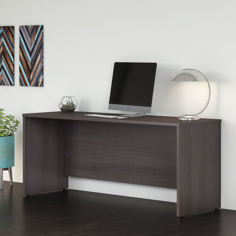 Storm Gray Rectangular Writing Desk with Cable Management