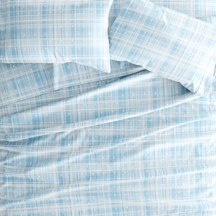 Aqua Polka Dot Queen Microfiber Sheet Set