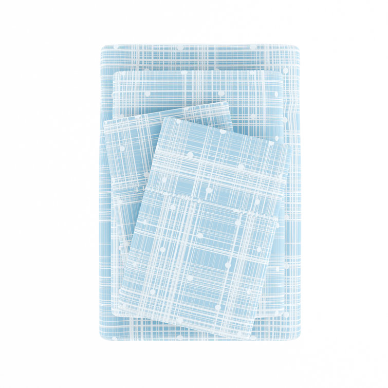 Aqua Polka Dot Queen Microfiber Sheet Set