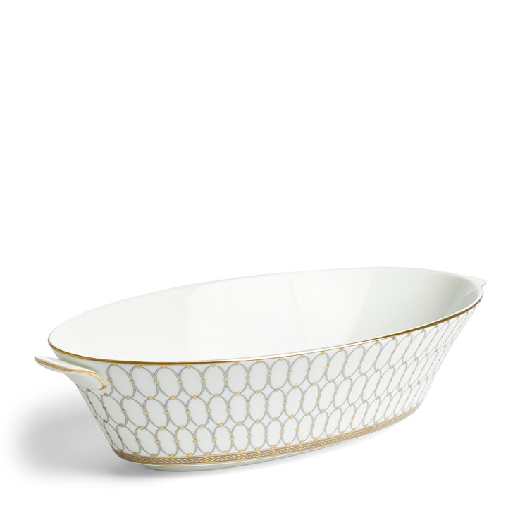 Grey Ceramic Oval Vegetable Dish for Serving Salads and Desserts