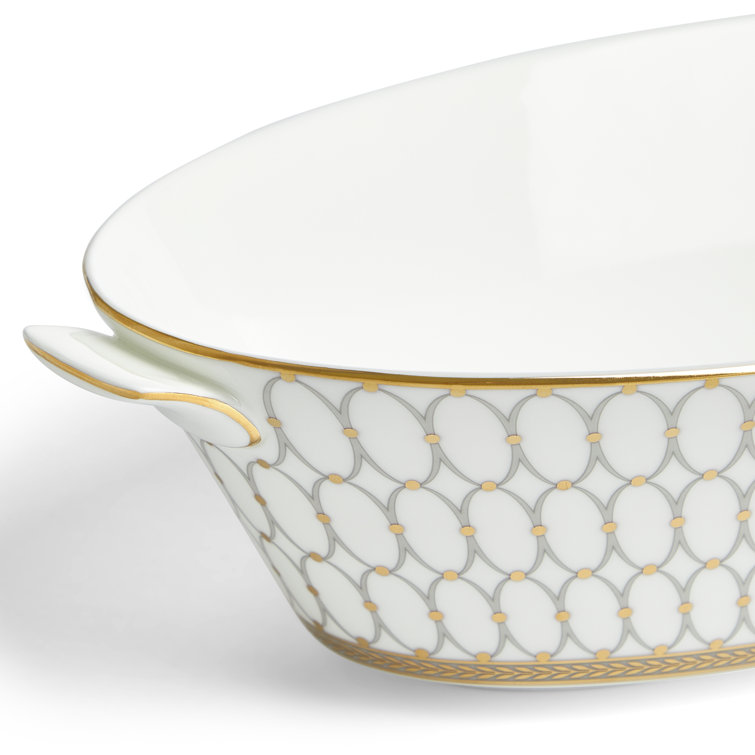 Grey Ceramic Oval Vegetable Dish for Serving Salads and Desserts