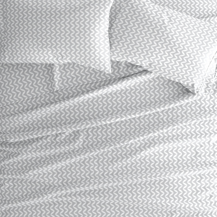 Light Gray Chevron Twin Microfiber Sheet Set
