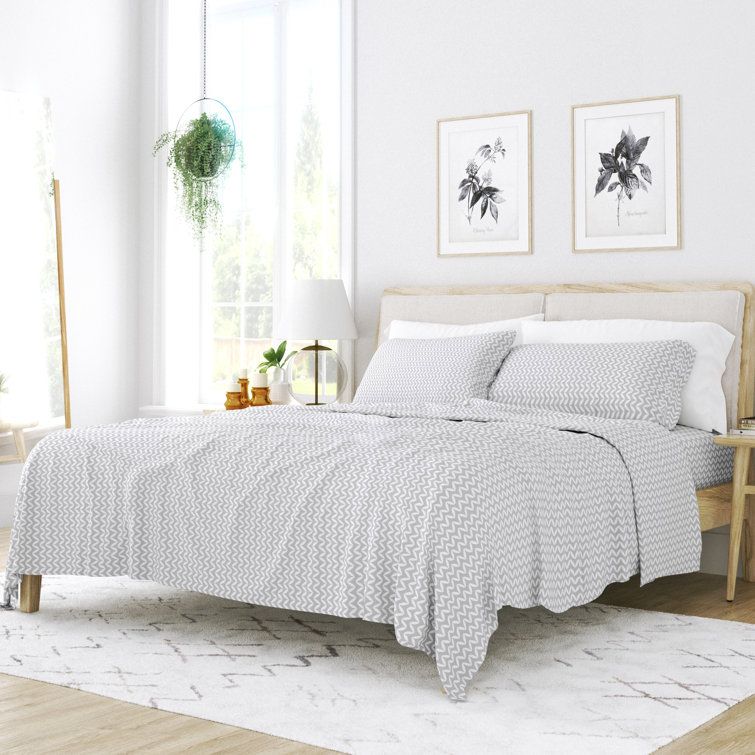 Light Gray Chevron Twin Microfiber Sheet Set