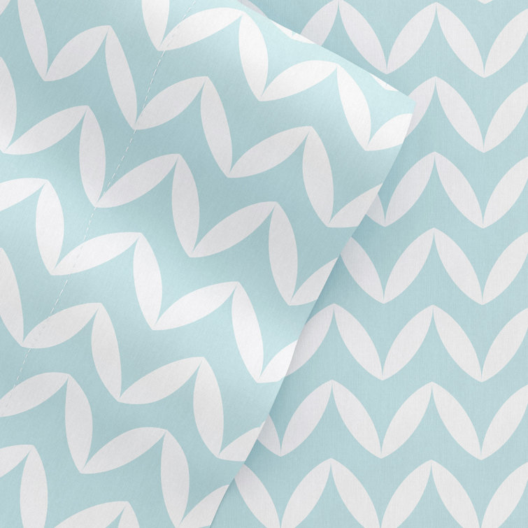 Light Blue Chevron Queen Microfiber Sheet Set