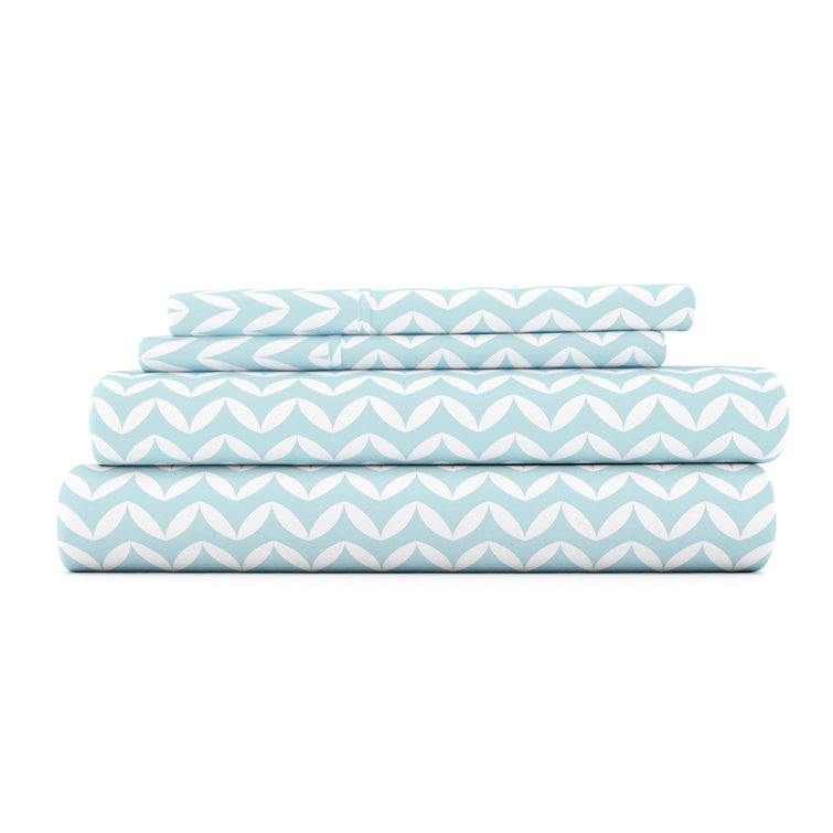 Light Blue Chevron Queen Microfiber Sheet Set