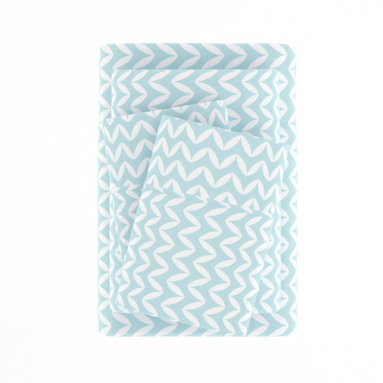 Light Blue Chevron Queen Microfiber Sheet Set