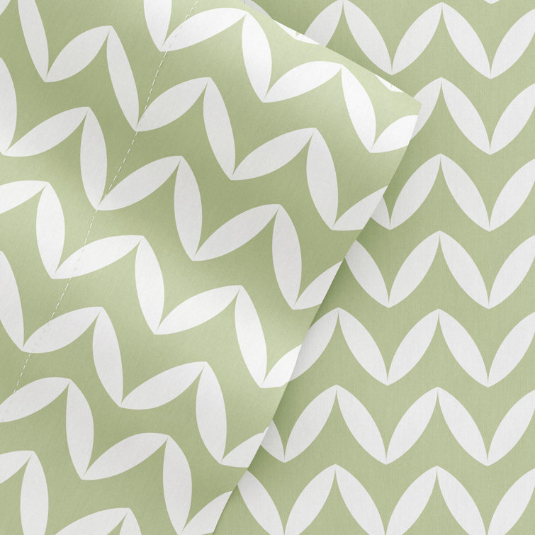 Sage Chevron Twin Microfiber Sheet Set with Deep Pockets