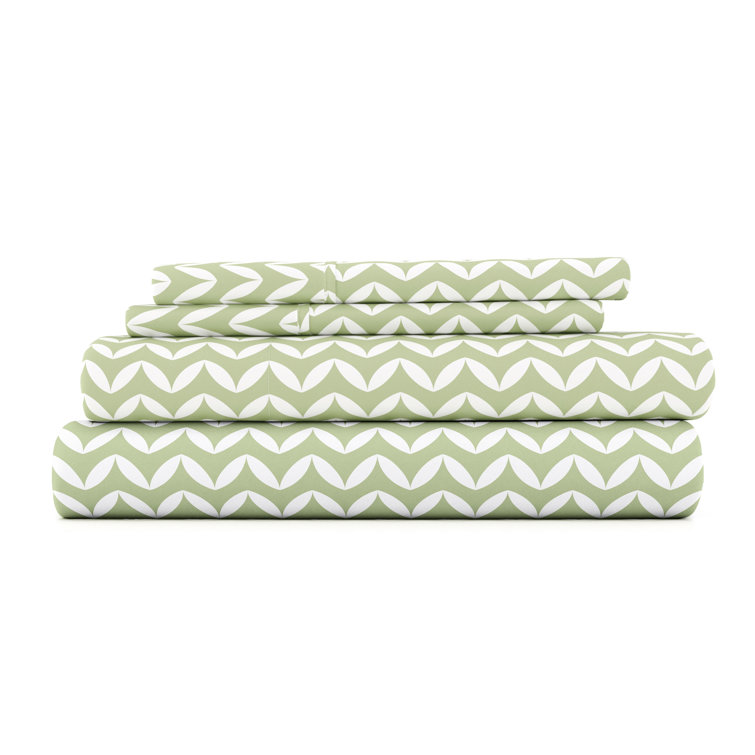Sage Chevron Twin Microfiber Sheet Set with Deep Pockets
