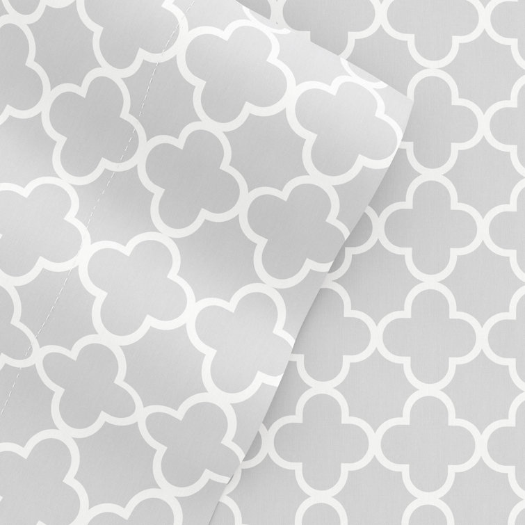 Gray Quatrefoil Twin Microfiber Sheet Set