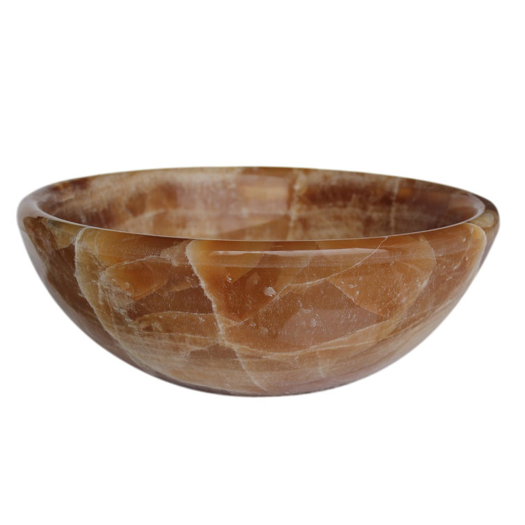 Honey Onyx Polished Round Stone Vessel Sink